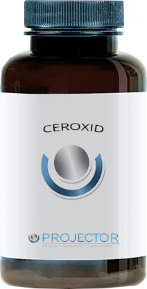 Symbolbild einer Flasche mit Ceroxid-Etikett von PROJECTOR