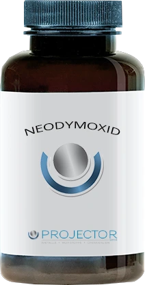 Symbolische Produktflasche mit der Aufschrift "Neodymoxid" von PROJECTOR