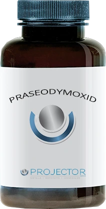 Symbolische Produktflasche mit Aufschrift "Praseodymoxid" von PROJECTOR
