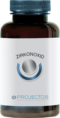 Symbolbild einer Produktflasche mit der Aufschrift Zirkonoxid von PROJECTOR