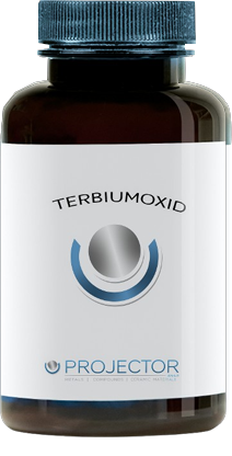 Symbolbild einer Produktflasche mit Aufdruck "Terbiumoxid" von PROJECTOR